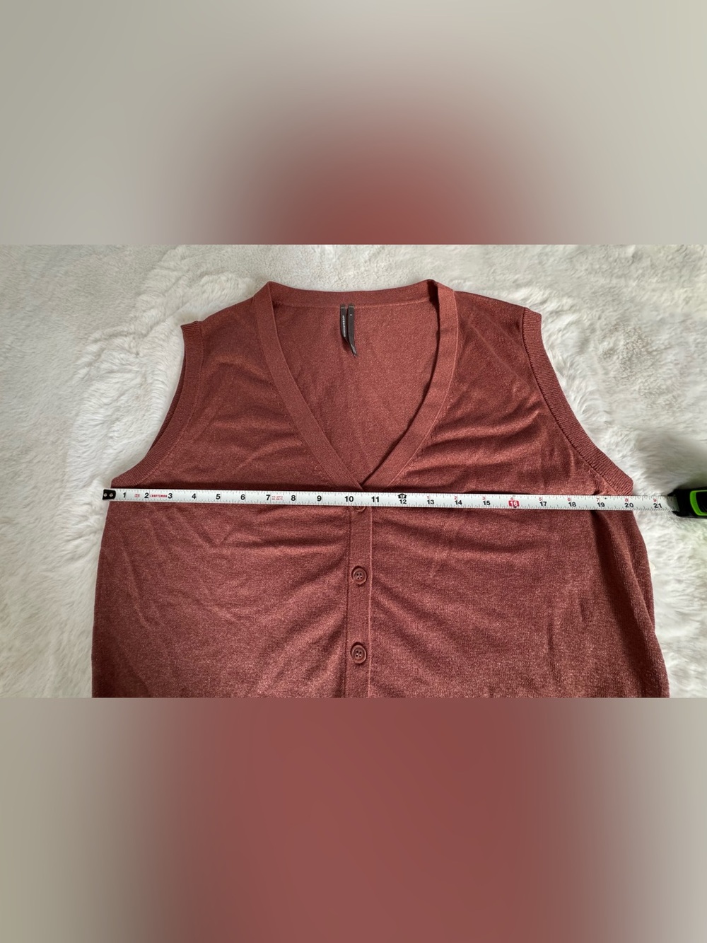 Anthropologie Rust-Brown Sleeveless Button-Front Knit Tank - Picture 7 of 11